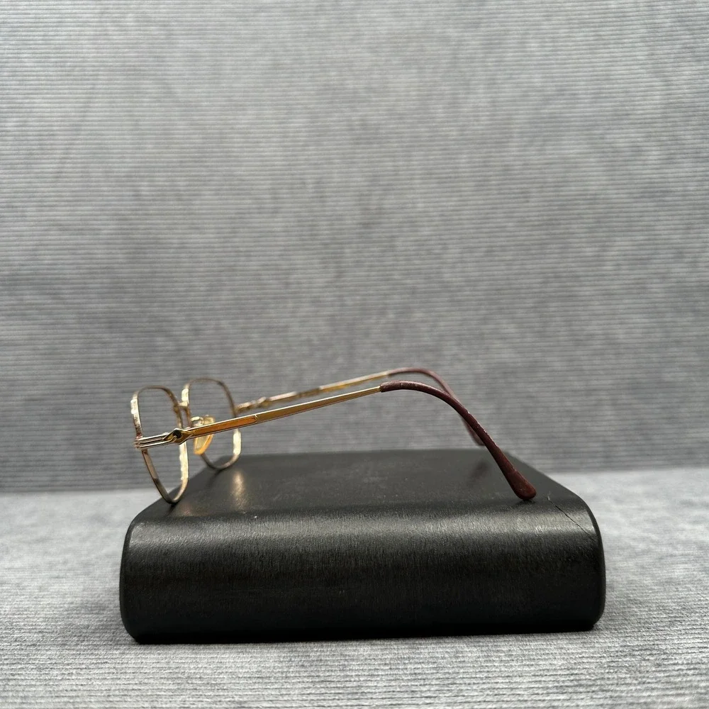 18KGP Red Enamel Geometric Aviator Y2k Eyeglass Frames Clarte 803 52-14-135
